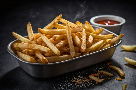Pommes Frites in einer Blechschale